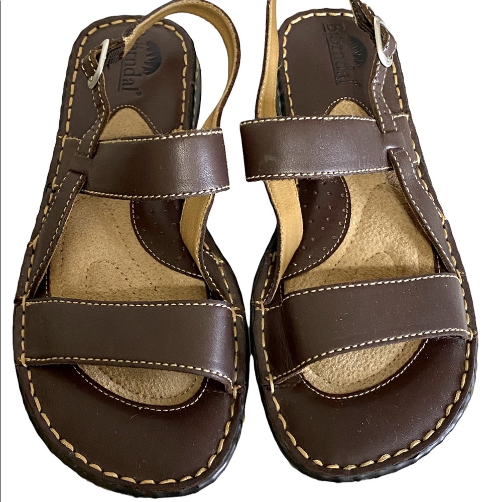 Bjorndal Brown Leather Slingback Sandals with Adjustable Buckle Ankle Strap-Sz 9